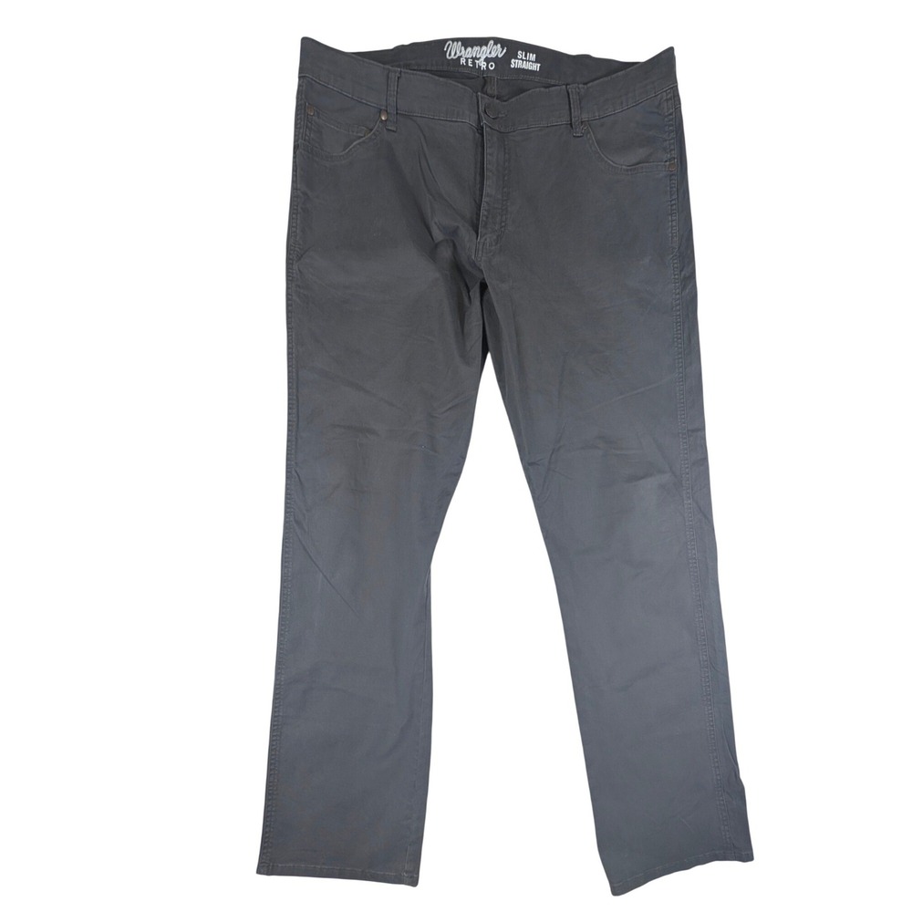 Wrangler Retro Slim Straight Charcoal Gray Pants 40x34 Fits 41 Mens Stretch - Picture 3 of 11